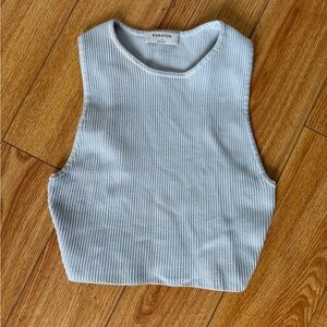 Babaton Sculpt Knit Racer Cropped Tank Top light blue size small